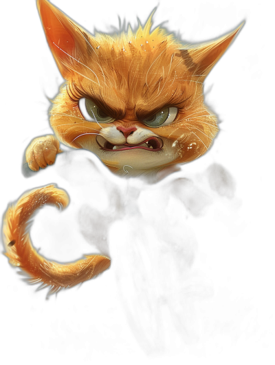 angry cute cartoon cat, black background, full body, concept art in the style of Pixar and in the style of [Atey Ghailan](https://goo.gl/search?artist%20Atey%20Ghailan) and "0", style of caricature, digital painting, simple background, character design sheet