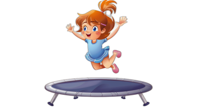 a cute cartoon girl jumping on the trampoline, simple flat style illustration, black background, 2d game art, simple design, high resolution, vector graphics, high detail, high quality, high definition, high resolution, high details, high sharpness, high resolution, high details, high resolution, high details, high sharpness, high resolution, high details, high sharpness, high resolution, high details, high sharpness, high resolution, high details, high sharpism with 30 megapixels. No text in picture. no logo and inscription.